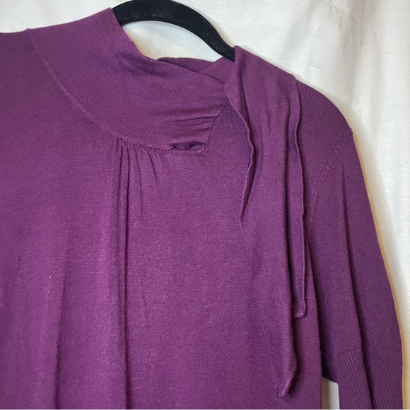 NWT Willi Smith Amethyst Purple 1/2 Sleeve High Collar Top w/ Tie Size L - Picture 6 of 13